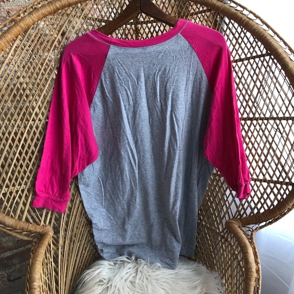 American Apparel Pink and Grey Baseball Tee - Picture 3 of 4